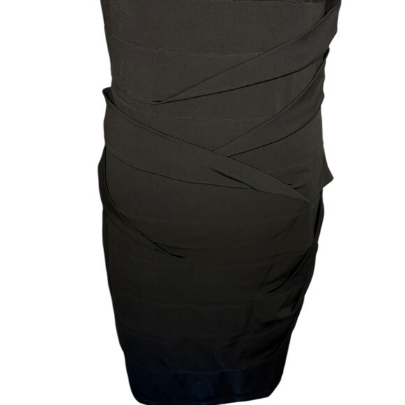 CITY TRIANGLES Black Lace One Shoulder Dress Ruched Bodycon Women's Large - Picture 5 of 7